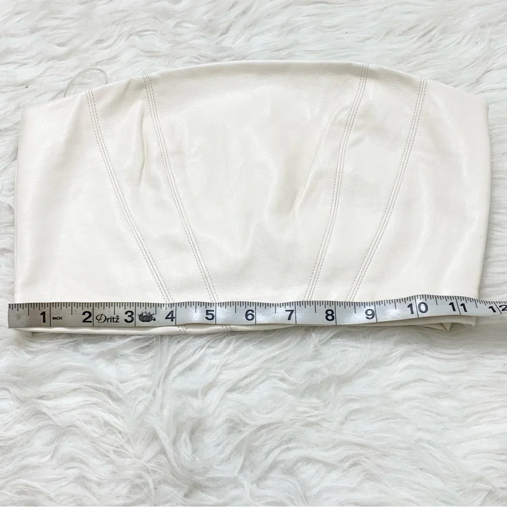 ZARA Faux Leather Cream Crop Top - Picture 3 of 6